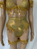 Golden Stars Galaxy Celestial Rave  Festival Outfit Bikini Necklace Leg garters