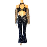 Stars and Moons Galaxy Celestial Rave  Festival Outfit Pieces Sold Separately Shrug Bell Bottoms Arm Warmers